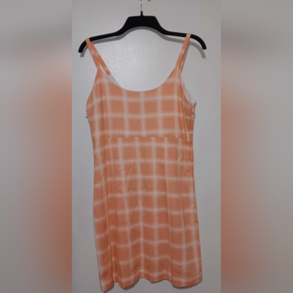 Peach Plaid Sleeveless Dress